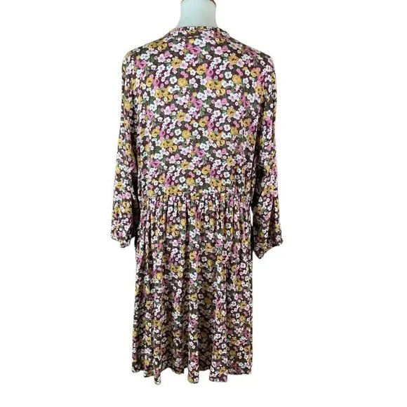 Torrid Floral Babydoll Dress Boho Cottagecore Long Sleeve Pink Purple 2X - Picture 4 of 7